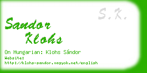 sandor klohs business card